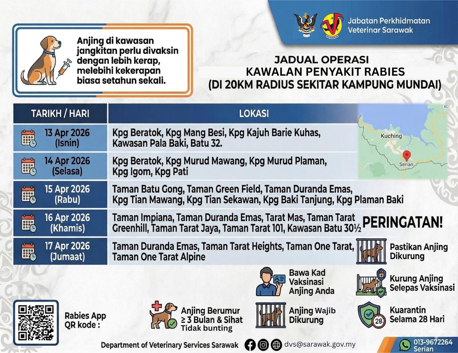 Hebahan Awam | Jadual Operasi Kawalan Penyakit Rabies